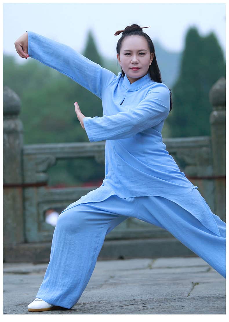 Handmade Traditional Wudang Tai Chi Uniform for Women - Sky Blue ...