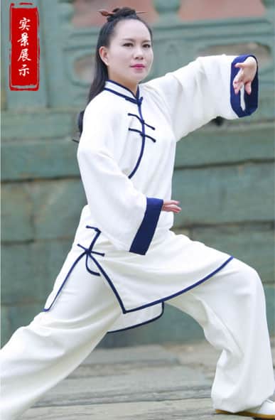Feminine Traditional Tai Chi Suit White with Navy Outerseam - Internal ...