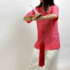 Wudang Short Sleeved Rounded Collar Tai Chi Uniform Pink & White - Image 2