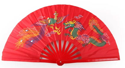 Tai Chi Fan Dragon & Phoenix Red - Internal Wudang Store