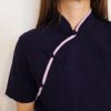 Feminine Short Sleeved Wudang Tai Chi Shirt Dark Purple with Outlines - Image 2