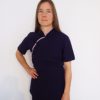 Feminine Short Sleeved Wudang Tai Chi Shirt Dark Purple with Outlines - Image 3