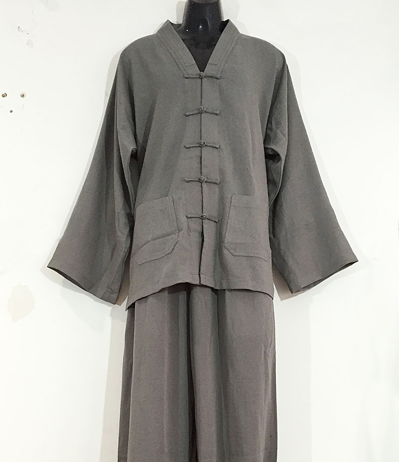 V-Neck Wudang Tai Chi Uniform Dark Grey - Internal Wudang Store