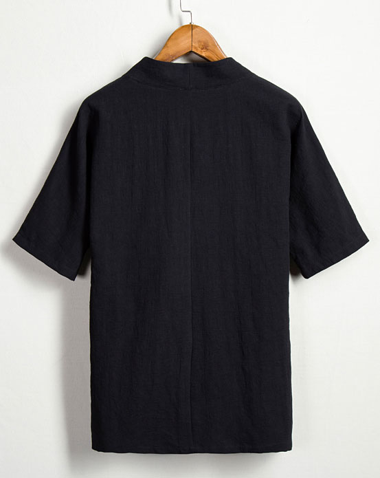 Short Sleeved Wudang Summer Taoist Shirt | Black - Internal Wudang Store