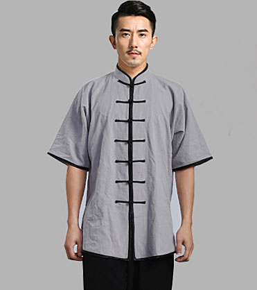 Summer Taiji Shirt Light Grey with Black Trim - Internal Wudang Store