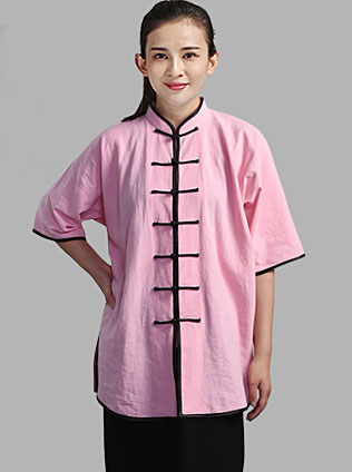 Summer Taiji Shirt Light Pink with Black Trim - Internal Wudang Store