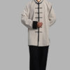 Handmade Traditional Wudang Tai Chi Uniform with Black Trim and Wide Cuffs – Off White