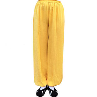 Summer Solid Color Unisex Elastic Waist Tai Chi Qigong Practice Pants With Pockets