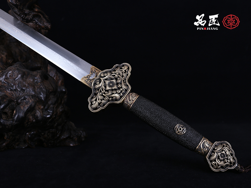 Elite Forge Chinese Peony Carvings Ray Skin Taiji Jian | Pattern Steel ...