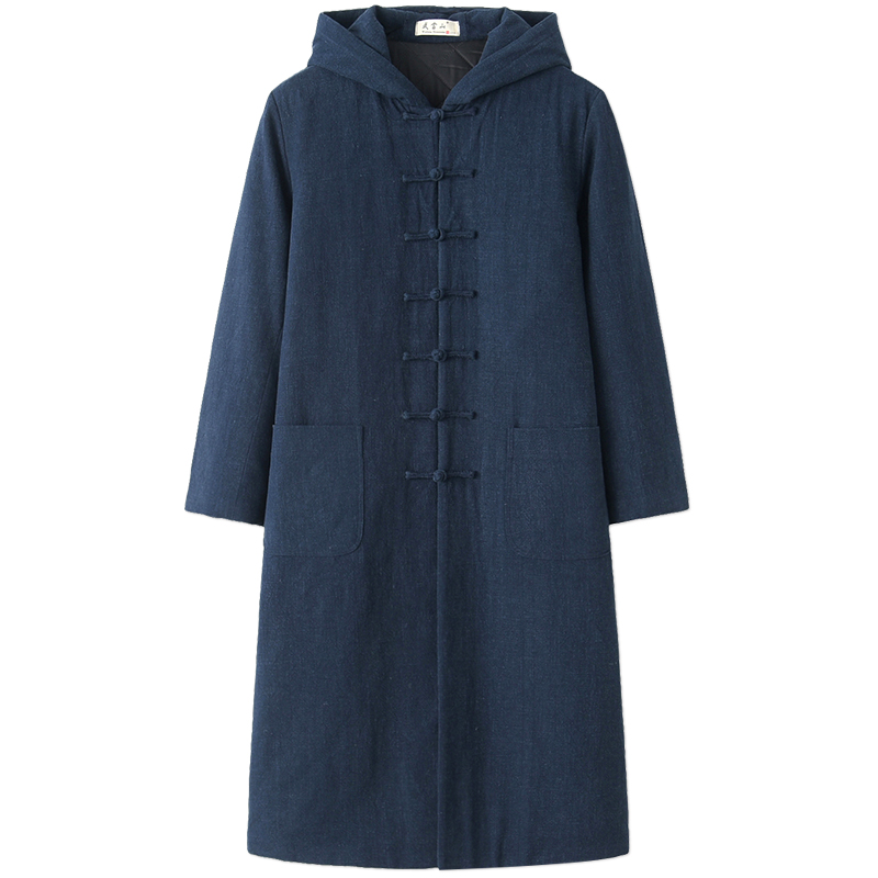 Handmade Wudang Taoist Hooded Long Spring Autumn Coat - Navy Blue ...